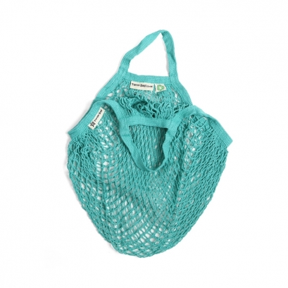 TURTLE BAG - BORSA RETE COTONE ORGANICO - ACQUAMARINA